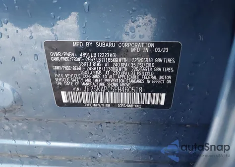 2023 Subaru Forester Limited from USA, damaged, VIN JF2SKAPC5PH460518